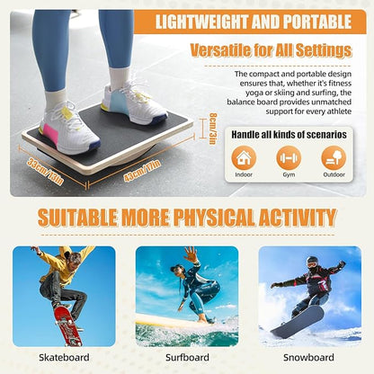 Balance Board Training Wooden Professional Fitness Wobble Board Adult Non-Slip Yoga Two-Way Silent Balance Board