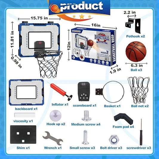 Indoor Basketball Hoop for Kids Age 5-10 3 Balls