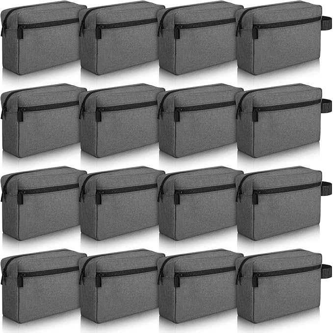 Paterr 16 Pcs Travel Toiletry Bag for Women Men Large Water Resistant Shaving Bag Hanging Cosmetic Bag with Handle and Divider Storage Travel Pouch Case (Dark Gray)