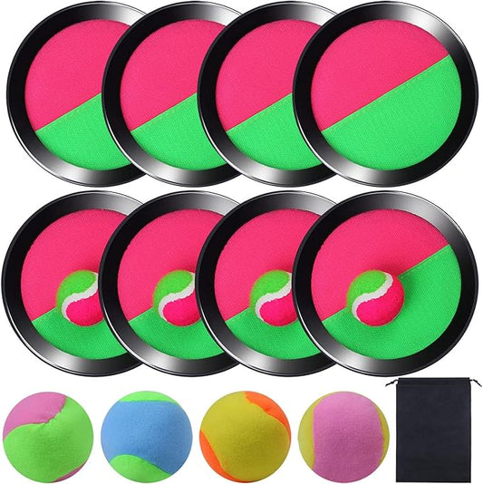 Cooraby Toss and Catch Paddle Game Disc 4 8 Paddles 8 Balls