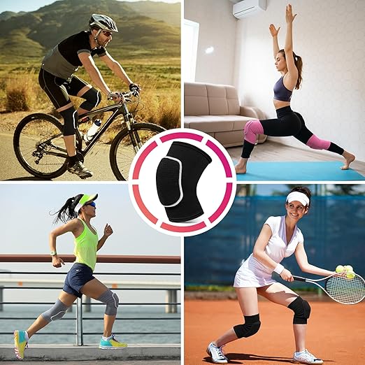 Volleyball Knee Pads,Knee Pads for Women,Men,Kids,Girls,Knee Brace for Basketball Volleyball Football Dance Yoga Tennis Running Cycling Workout Climbing (Black White, Large)