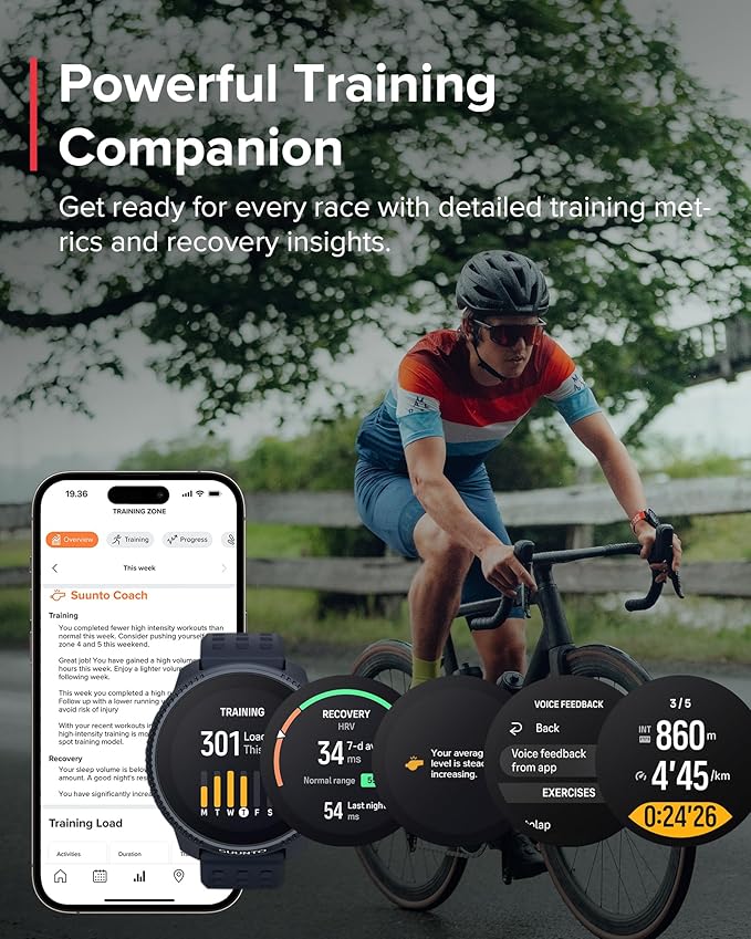 SUUNTO Race GPS Sports Watch, 1.43" AMOLED Touchscreen w/ Crown Button, 26 Days Battery Life, Training & Sleep Health Tracking, Dual-GNSS, 16GB Global Offline Maps, Lightweight for Running, Midnight