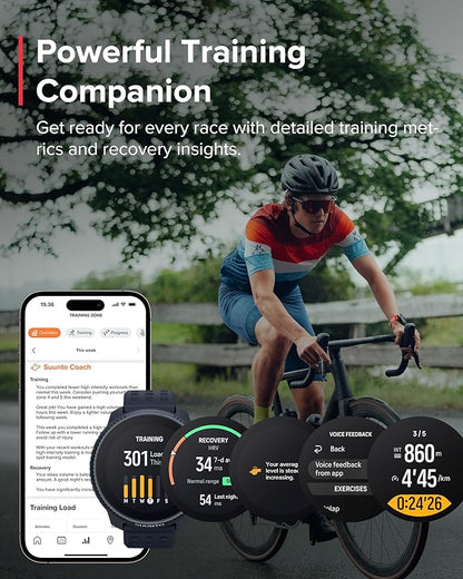 SUUNTO Race GPS Sports Watch, 1.43" AMOLED Touchscreen w/ Crown Button, 26 Days Battery Life, Training & Sleep Health Tracking, Dual-GNSS, 16GB Global Offline Maps, Lightweight for Running, Midnight