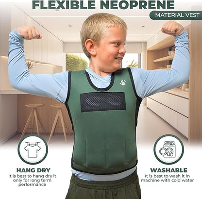 Weighted Vest For Kids - Adjustable Compression Vest With Six Removable Weights Included - Breathable Snug Fit Design