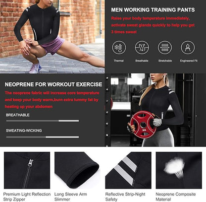 SCARBORO Sauna Sweat Suit for Women Neoprene Hot Jacket Full Body Shaper Slimming Weight Workout Top Waist Trainer Vest Shirt