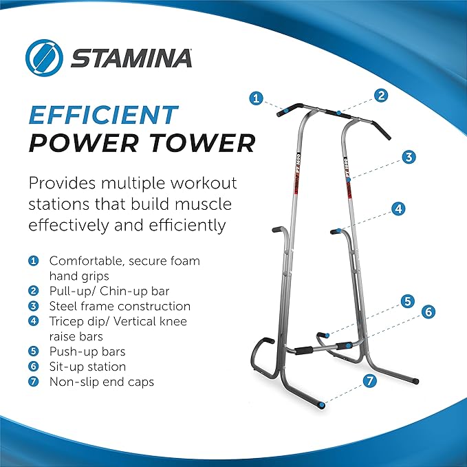 Stamina Power Tower - Dip Bar Pull Up 250 lbs
