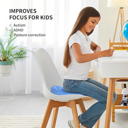 Inflated Wobble Cushion,Dyna Disc,Circular Non-slip Texture for Comfortable Sitting,Wiggle Seat to Improve Posture, Fitness, Stability for Sensory Kids Adults,Balance Seat with Pump for Core Strength