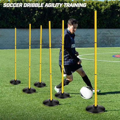 Agility Training Poles Set (Rubber Base with 3.3ft/1m 4.9ft/1.5m Poles)