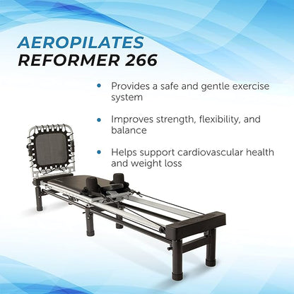 AeroPilates Reformer - Pilates Reformer Workout Machine for Home Gym - Cardio Fitness Rebounder- Up to 300 lbs Weight Capacity, Black