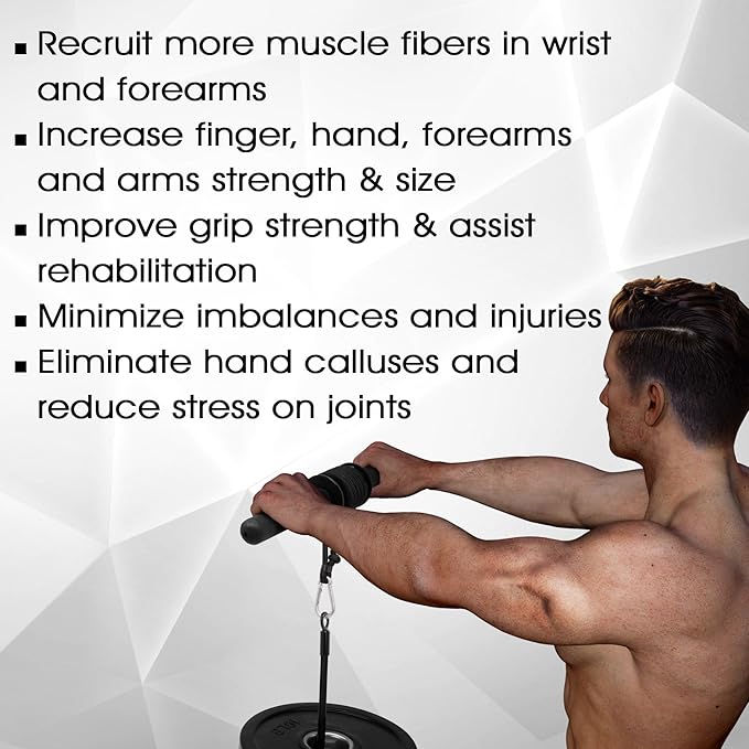 Yes4All Wrist and Forearm Blaster - Wrist Roller & Forearm Roller for Training, Workout - Wrist/Arm Blaster - Fit 1-inch Standard & 2-inch Olympic Weight Plates