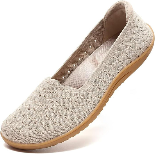 Women's Wide Toe Box Flats Shoes Knit Ballet Flat Slip-on Dress Walking Comfort Shoes