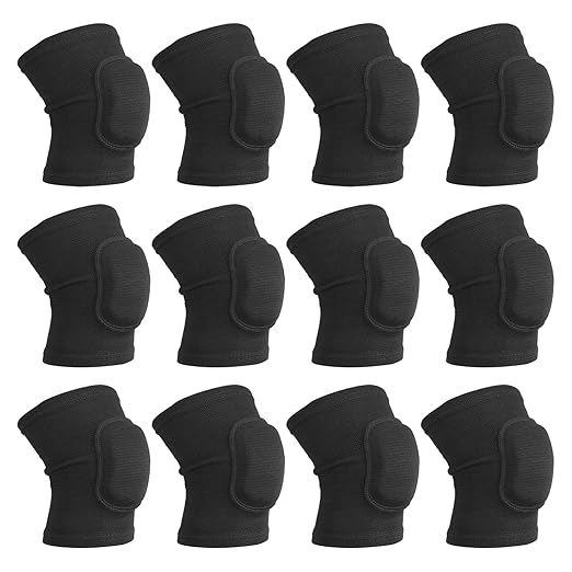 PATIKIL XS Size Protective Knee Pads, 6 Pairs Sponge Volleyball Knee Pads Breathable Dance Knee Pads Brace for Women Men Football Basketball Workout, Black