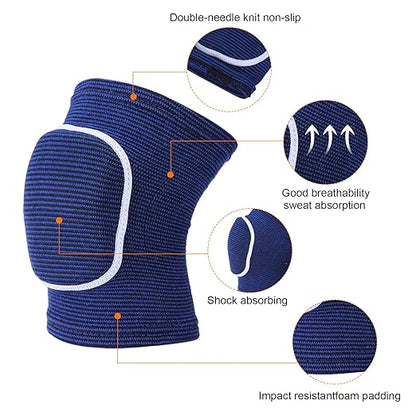 PATIKIL XS Size Protective Knee Pads, 6 Pairs Sponge Volleyball Knee Pads Breathable Dance Knee Pads Brace for Women Men Football Basketball Workout, Blue