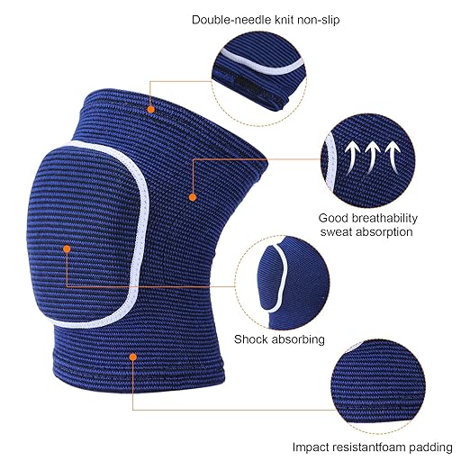 PATIKIL L Size Protective Knee Pads, 6 Pairs Sponge Volleyball Knee Pads Breathable Dance Knee Pads Brace for Women Men Football Basketball Workout, Blue