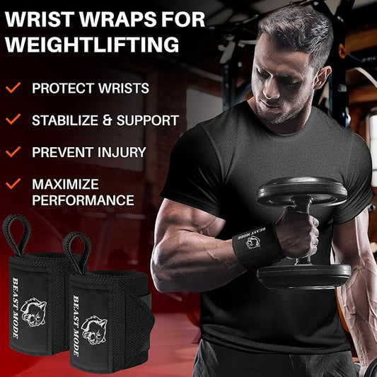 TECEUM Weightlifting 18" & 12" Wrist Wraps with Thumb Loop – Heavy Duty Wrist Workout Braces for Men and Women – Ideal for Powerlifting, Strength Training, Bodybuilding