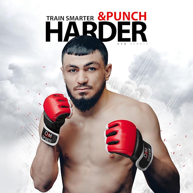DXM SPORTS MMA Gloves for Men & Women, Martial Arts Bag Gloves, Kickboxing Gloves with Open Palms, Boxing Gloves for Punching Bag, Sparring, Muay Thai, MMA