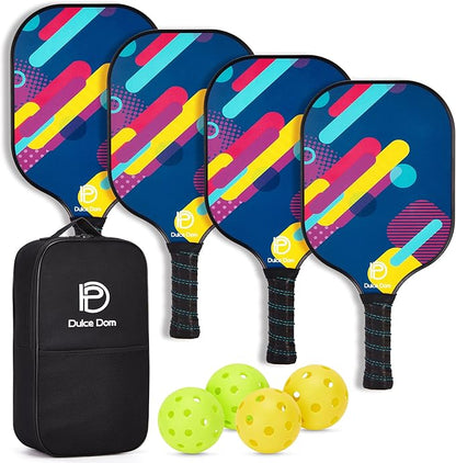 DULCE DOM Pickleball Paddles 2/4 with 4 Pickleball