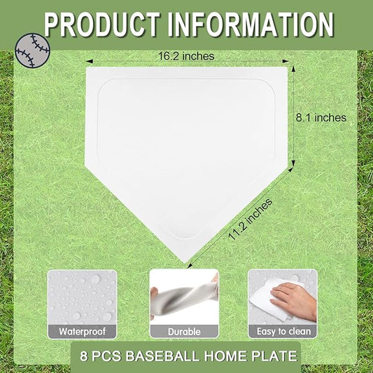 Mototo 8 Pieces White Baseball Home Plate Rubber 16 inch (8 PCS)