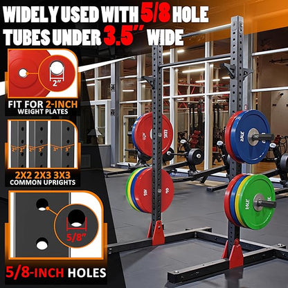 Weight Plate Holder, Power Rack Attachments Squat Rack Weight Plate Holder Storage for 2 inch Olympic Plates, Universal Fit 2x2, 2x3, 3x3 Power Cage, 1"and 5/8" Hole Compatible