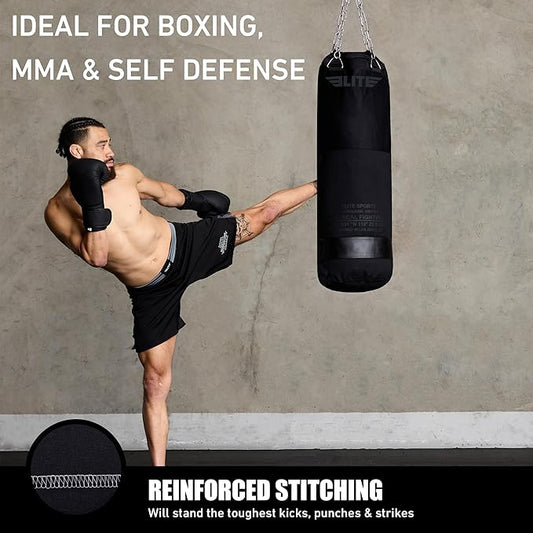 Canvas Punching Bags MMA Muay Thai Kickboxing Training Boxing Punching Bag with Chains - UNFILLED