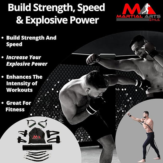 Boxing Resistance Bands for MMA Martial Arts Resistance Training at Home for Punches/Kicks, 150lbs Exercise Bands Full Body Fitness Workout to Enhance Explosive Power/Speed/Agility