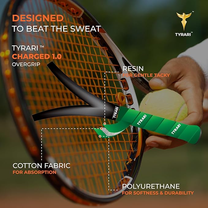Charged 1.0 Overgrip 12 Pack - Durable, Absorbent, Soft, Tacky All-Round Over Grip for Tennis, Pickleball, Badminton, Paddle, Squash and Other Racket Handles