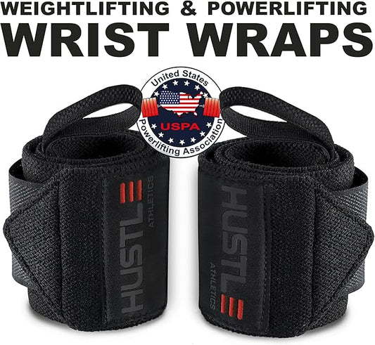 Wrist Wraps for Weightlifting (USPA Approved) - 18" or 12" Premium Quality Weight Lifting Wrist Straps - Best Gym Wrist Wraps with Thumb Loop for Powerlifting & Weight Training for Men & Women