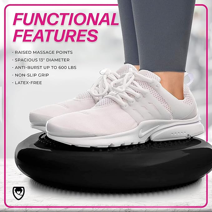 URBNFit Wobble Cushion - Balance Disc for Core Stability, Strengthening, Physical Therapy Exercise, Office Chair or Kids Classroom - Sensory Wiggle Seat Pad w/Air Pump