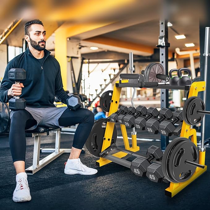 Kipika Heavy Duty 3 Tier Dumbbell Rack Multifunctional, Weight Rack for Dumbbells, Home Gym Equipment, Suitable for Storage of Dumbbell, Kettle Bell, Barbell Plate, Barbell Bar