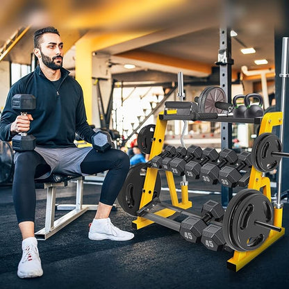 Kipika Heavy Duty 3 Tier Dumbbell Rack Multifunctional, Weight Rack for Dumbbells, Home Gym Equipment, Suitable for Storage of Dumbbell, Kettle Bell, Barbell Plate, Barbell Bar