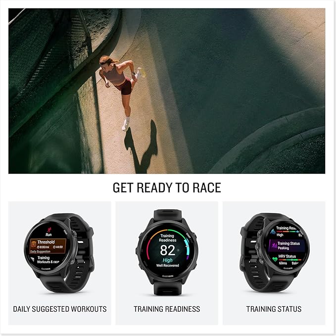Garmin Forerunner 570 Running Smartwatch, 47MM WiFi, GPS Fitness Smart Watch for Men and Women, Slate Gray Aluminum with Translucent Black/Black Band + Access 600 Fitness Monitor, XS-S + More