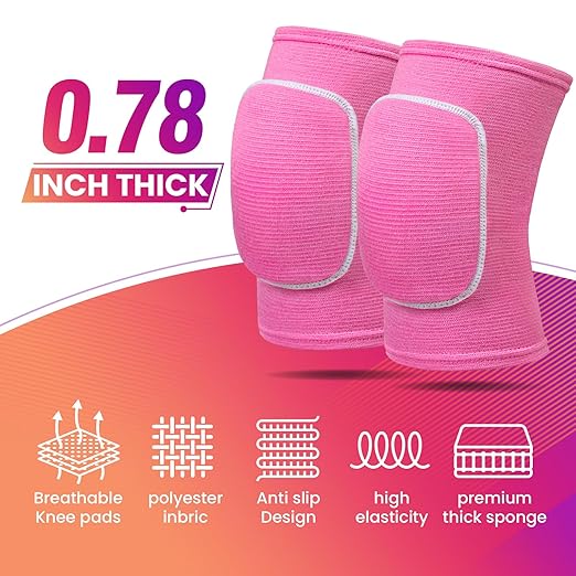 Volleyball Knee Pads,Knee Pads for Women,Men,Kids,Girls,Knee Brace for Basketball Volleyball Football Dance Yoga Tennis Running Cycling Workout Climbing (Red, Small)