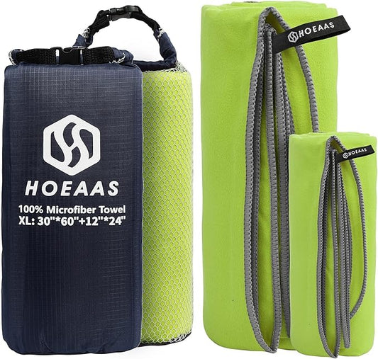 HOEAAS 2 Pack Microfiber Camping Towels
