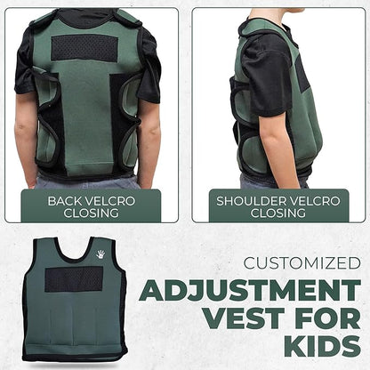 Weighted Vest For Kids - Adjustable Compression Vest With Six Removable Weights Included - Breathable Snug Fit Design