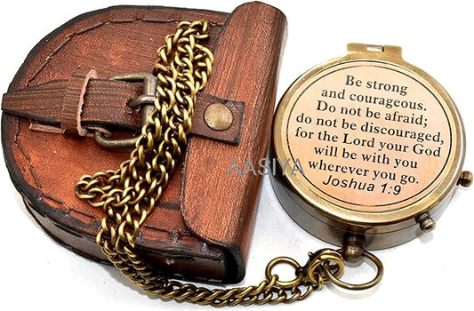 AASIYA Brass Nautical Pocket Compass with Chain and