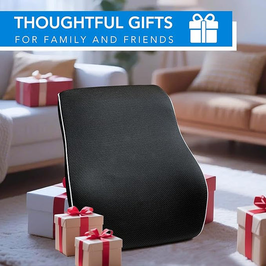 Elegant Lumbar Support Pillow for Office Chair - Fathers Day,Birthdays Gifts for Women Men, Ergonomic Back Support with Breathable 3D Mesh Cover, Suited for Office Chairs, Gaming Chairs (Black)