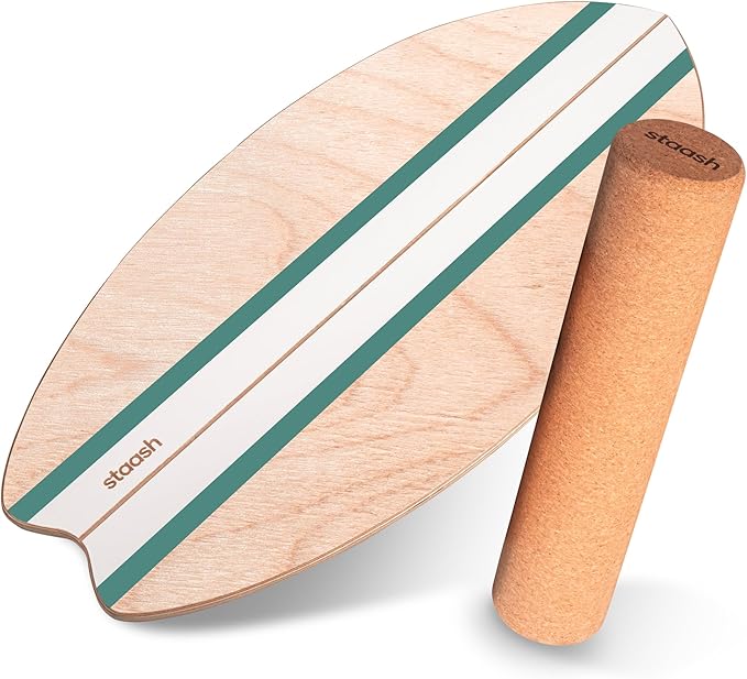 STAASH® Balance Board – Starter (Board + Roller) or Full Kit (w/Mat, Ball & Disc) – Core Balance Trainer for Fitness, Rehab, Surf – Free Coaching Videos