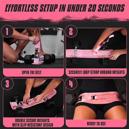 Exercise Hip Thrust Belt for Weights, Glute Workout Equipment, Adjustable Hip Thrust Belt for Dumbbells, Glute Trainer for Home Workouts with Extra Padding, Booty Builder