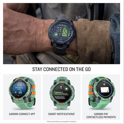 Garmin Instinct 3 Advanced GPS Adventure Watch, Neo Tropic with Twilight Band | 50mm AMOLED Display | Wrist Based Heart Rate Monitor, Up to 24 Days of Battery Life with Signature Stand Power Bundle