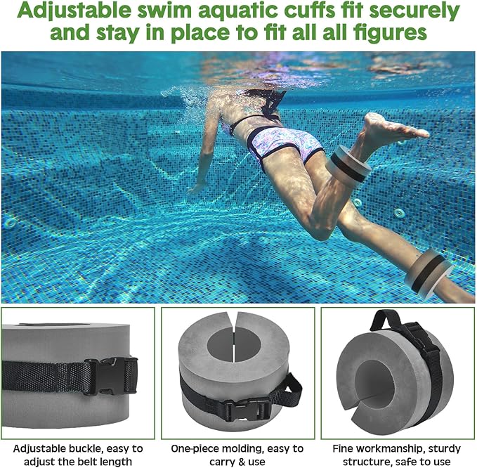 5 Pcs Aquatic Exercise Set Including 2 Ankle Swimming Weights 2 Lightweight Aquatic Exercise Dumbbells and Swim Belt Pool Exercise Equipment for Aquatic Aerobics Exercise