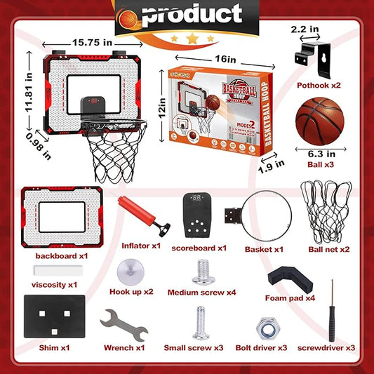 Indoor Basketball Hoop for Kids 5 6 7 8 9 9 10+Years 10+Years Old 3 Balls,Kids 5-10