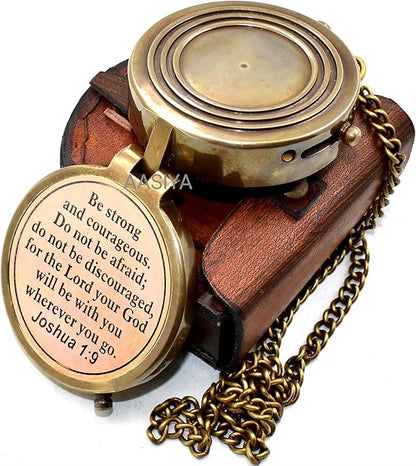 AASIYA Brass Nautical Pocket Compass with Chain and