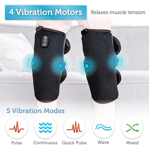 COMFIER Knee Massager,Vibration Knee Heating Pad for Knee Pain Relief,Knee Warmer with 2 Heat Levels,Auto Shut-Off Heat Pads,Multiple Settings