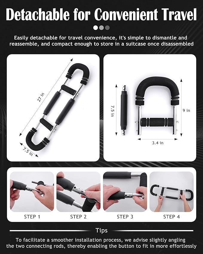 Twister Arm Exerciser, Adjustable Spring Workout Bar, Forearm Triceps Chest Inner Thigh Muscle Enhanced Exercise Strengthener, Upper Body Strength Builder Trainer, Home Fitness Equipment