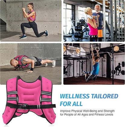 ZELUS Weighted Vest, 8lb Weight Vest with Reflective Stripe for Workout, Strength Training, Running, Fitness, Muscle Building, Weight Loss, Weightlifting