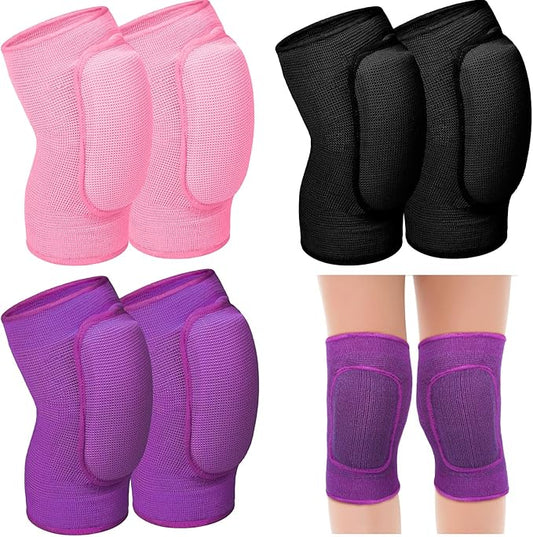 Hungdao 3 Pairs Volleyball Knee Pads for Kids Soft Breathable Brace Non Slip Padded Sponge Knee Support for Girls Boys Dance, Football, Skating, Running, Youth Sports