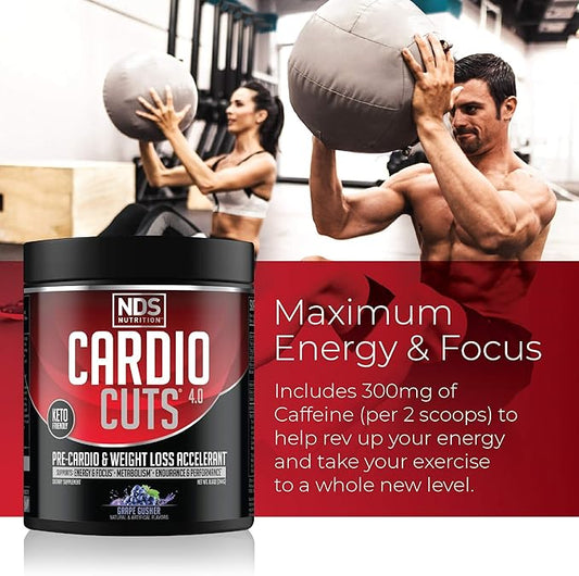 NDS Nutrition 4.0 Pre Workout Supplement - Advanced Weight Loss and Pre Cardio Formula with L-Carnitine, CLA, MCTs, L-Glutamine, and Safflower Oil - Grape (40 Servings)