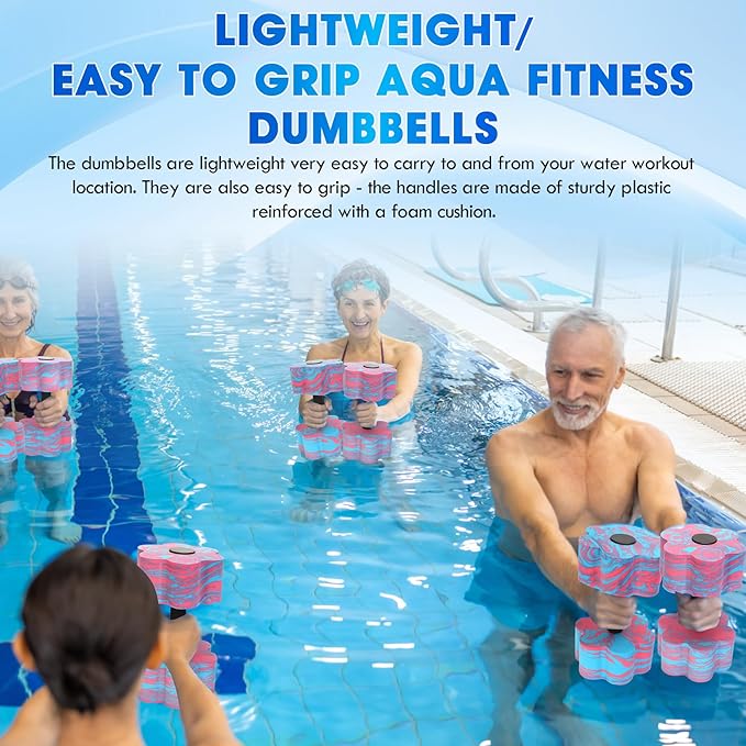 Aquatic Exercise Dumbbells, 2PCS Aqua Fitness Barbells, Flowers High-Density EVA-Foam Water Workouts, Pool Weights Dumbbells Set for Water Exercise, Aerobics Weight Loss, Pool Fitness