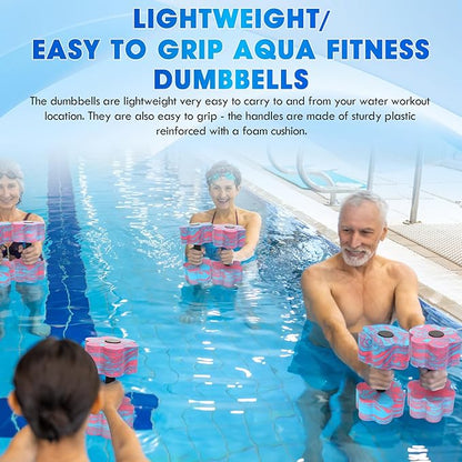 Aquatic Exercise Dumbbells, 2PCS Aqua Fitness Barbells, Flowers High-Density EVA-Foam Water Workouts, Pool Weights Dumbbells Set for Water Exercise, Aerobics Weight Loss, Pool Fitness