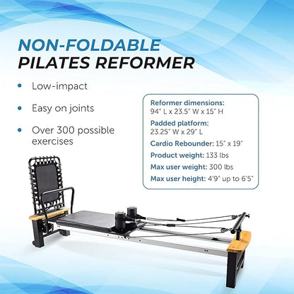 AeroPilates Pilates Reformer Workout Machine for Home Gym - Up to 300 lbs Weight Capacity